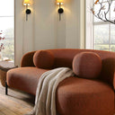 Amboise 3-Seater Curved Sofa with Ball Cushions, Brick Boucle