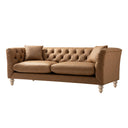 Ashby Chesterfield Large 3-Seater Sofa, Tan Faux Leather