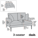 Brigette 3-Seater Beige Velvet Sofa with Antique Brass Castor Legs