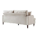 Brigette 3-Seater Beige Velvet Sofa with Antique Brass Castor Legs