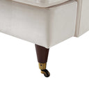 Brigette 3-Seater Beige Velvet Sofa with Antique Brass Castor Legs