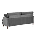 Brigette 3-Seater Grey Velvet Sofa with Antique Brass Castor Legs
