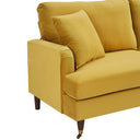Brigette 3-Seater Mustard Velvet Sofa with Antique Brass Castor Legs