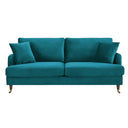Brigette 3-Seater Teal Velvet Sofa with Antique Brass Castor Legs