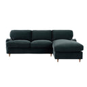 Daphnis Aegean Blue Velvet Sofa, Grande Chaise Right Hand Facing