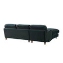 Daphnis Aegean Blue Velvet Sofa, Grande Chaise Sofa Left Hand Facing