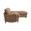 Daphnis Camel Velvet Sofa, Grande Chaise Right Hand Facing