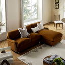 Daphnis Cinnamon Velvet Sofa, Grande Chaise Sofa Right Hand Facing