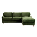Daphnis Fern Green Velvet Sofa, Grande Chaise Right Hand Facing