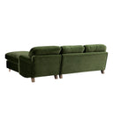 Daphnis Fern Green Velvet Sofa, Grande Chaise Right Hand Facing