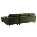 Daphnis Fern Green Velvet Sofa, Grande Chaise Sofa Right Hand Facing