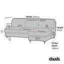 Daphnis Oatmeal Fabric Sofa, Grande Chaise Sofa Right Hand Facing