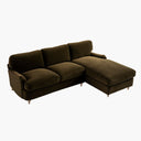 Daphnis Seaweed Velvet Sofa, Grande Chaise Right Hand Facing