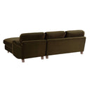 Daphnis Seaweed Velvet Sofa, Grande Chaise Sofa Right Hand Facing