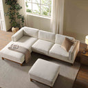 Dipley Beige Boucle Fabric Sofa Grande Chaise Sofa Left Hand Facing