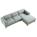 Dipley Sage Woven Fabric Sofa, Grande Chaise Sofa Right Hand Facing