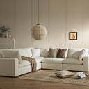 Lutyens Beige Linen Blend Modular Sofa 5-Piece Corner Set