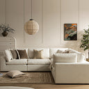 Lutyens Beige Linen Blend Modular Sofa 5-Piece Corner Set