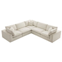 Lutyens Beige Linen Blend Modular Sofa 5-Piece Corner Set