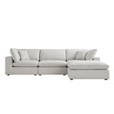 Lutyens Light Grey Linen Blend Modular Sofa 3-Piece Chaise