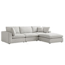 Lutyens Light Grey Linen Blend Modular Sofa 3-Piece Chaise