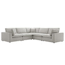 Lutyens Light Grey Linen Blend Modular Sofa, 5-Piece Corner Set
