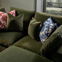 Lutyens Moss Green Velvet Modular Sofa 2-Piece Chaise