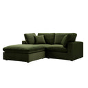 Lutyens Moss Green Velvet Modular Sofa 2-Piece Chaise