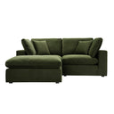 Lutyens Moss Green Velvet Modular Sofa 2-Piece Chaise