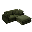 Lutyens Moss Green Velvet Modular Sofa 2-Piece Chaise