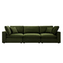 Lutyens Moss Green Velvet Modular Sofa, 3-Piece