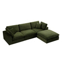 Lutyens Moss Green Velvet Modular Sofa 3-Piece Chaise