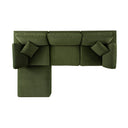 Lutyens Moss Green Velvet Modular Sofa 3-Piece Chaise