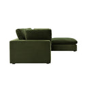 Lutyens Moss Green Velvet Modular Sofa 3-Piece Chaise