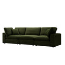 Lutyens Moss Green Velvet Modular Sofa, 3-Piece