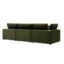 Lutyens Moss Green Velvet Modular Sofa, 3-Piece