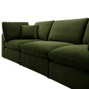 Lutyens Moss Green Velvet Modular Sofa, 3-Piece