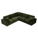 Lutyens Moss Green Velvet Modular Sofa 5-Piece Corner Set
