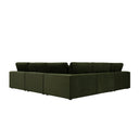 Lutyens Moss Green Velvet Modular Sofa 5-Piece Corner Set