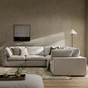 Lutyens Oatmeal Weave Fabric Blend Modular Sofa 5-Piece Corner Set