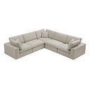 Lutyens Oatmeal Weave Fabric Blend Modular Sofa 5-Piece Corner Set