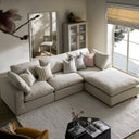 Lutyens Oatmeal Weave Fabric Modular Sofa 3-Piece Chaise