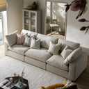 Lutyens Oatmeal Weave Fabric Modular Sofa, 3-Piece