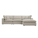 Lutyens Oatmeal Weave Fabric Modular Sofa 3-Piece Chaise
