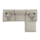 Lutyens Oatmeal Weave Fabric Modular Sofa 3-Piece Chaise