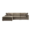Lutyens Taupe Velvet Modular Sofa 3-Piece Chaise