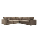 Lutyens Taupe Velvet Modular Sofa 5-Piece Corner Set